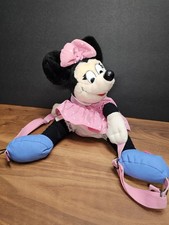 1985 Vintage Mickey's Pals Minnie Mouse Plush Doll Pink Backpack Handbag Purse picture