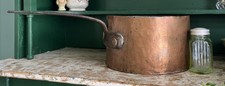 Antique Large Copper Pot Heavy 19th Century Cookware Dovetailed Patina Kitchen picture