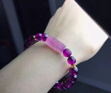 Genuine Natural Purple Garnet Tourmaline  Crystal Round Beads Stretch  Bracelet picture