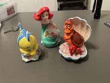 DISNEY SEBASTIAN, THE LITTLE MERMAID, FLOUNDER Ceramic Porcelain Figurine Japan picture