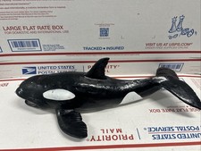VTG Y2K RARE XL RUBBER ORCA KILLER WHALE 20” TOY FISH OCEAN SEA SHAMU SEAWORLD picture
