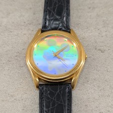 Vintage Lorus Disney Mickey Mouse Hologram Watch Gold Tone V501-6K10 New Battery picture