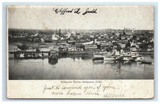 1905 Bridgeport Harbor Birds Eye View Connecticut Postcard Ships Boats picture