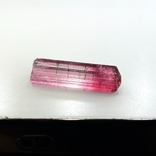 Natural Vivid Pink Bi Color Tourmaline Rough Crystal 7.8 Ct Pencil Specimen picture