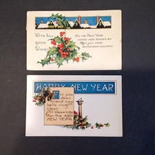 Antique 1920's .Whitney New Year Postcards-Lot of 2 Used picture