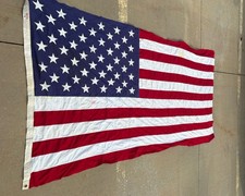 Vintage 50 Star American Flag 40”x 80” ??? Stitched Stripes Cloth picture