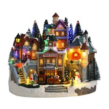 Bdor Collectible Buildings Lighted Animated Christmas Village with Train and Mus picture