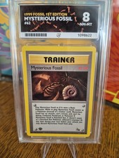 1999 Pokémon Fossil 1st Edition Mysterious Fossil (#62/62), POP 4 Ace Grade 8 picture