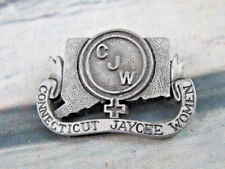 Connecticut Jaycees 1979 Vintage Pewter CJW Women Ribbon Metal Lapel Pin picture