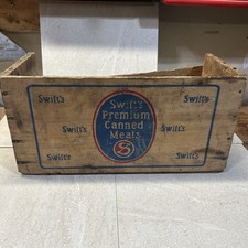 Vintage Swift’s Premium Corned Beef  - Canned Meats - Wooden Crate Shipping Box  picture