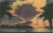 Postcard FL: Tropical Sunset over a Florida Lagoon Linen Posted 1958 picture