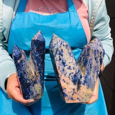 2 pieces 4.99LB Natural Blue Vein Stone Crystal Multi Pointed Pillar Heals 2243 picture
