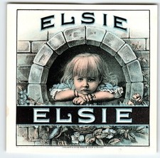 Elsie Cigar Label Sad Little Girl  1910s Original Vintage Tobacco Box Artwork picture