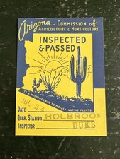 1930s Arizona Commission of Agriculture Tourist Holbrook Inspection Stamp F224 picture