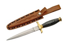 NEW Medieval Dagger Gray Wood Handle Stainless Blade Knife Leather Sheath 10.5
