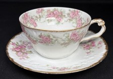 ANTIQUE CH Field Haviland GDA Limoges France Tea Cup & Saucer Pink Floral Roses picture
