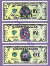 2013 D $1 WALT DISNEY WORLD VILLAIN & HEROES DISNEY DOLLARS 3X MATCH # D005077 picture
