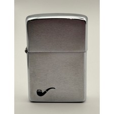 1985 Zippo Pipe Lighter Brushed Chrome Regular Windproof Vintage USA Untested picture