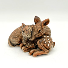 Vintage Doe & Fawn Cuddling Figurine Enesco picture