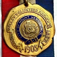 1905 Hudson Valley Vol Firemen's Assn Medal Ribbon CITY of MOUNT VERNON picture