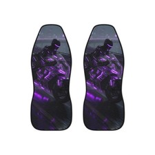 Cyberpunk Purple Motorcyclist Car Seat Covers | Neon Racing Seat Protector picture