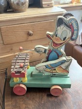 Vintage Fisher Price Donald Duck Xylophone Pull Toy 177 Disney Wood 1951 picture