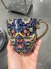 Morris & Co. Strawberry Thief Navy 16 oz. Coffee Mug In Premium Porcelain. NWT. picture