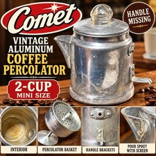 Vintage Comet 2-Cup Mini Aluminum Coffee Percolator – Handle Missing picture