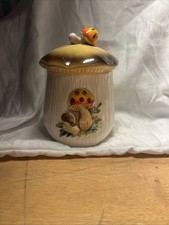 Vintage Sears Robuck Merry Mushroom 7 in. Canister 7” & Lid   Collector’s picture