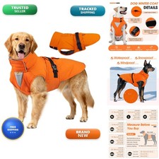 OUOBOB Waterproof Dog Jacket Fleece Lined Orange 2XL picture