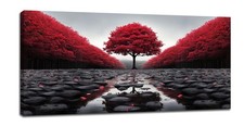 Red Tree of Life Canvas Print Black and White 60