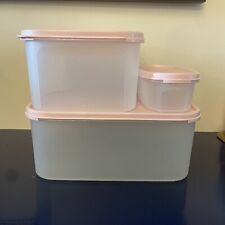 Vintage Tupperware Modular Mates Storage Containers with Pink Lids picture
