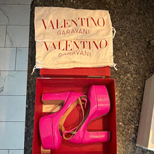 Valentino Garavani Pink Patent Leather Platform Ankle Strap Heels EU 39 US 9 picture