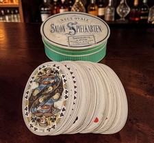 RARE Antique Neue Ovale Salon Spielkarten Oval Playing Card Set Original Box picture