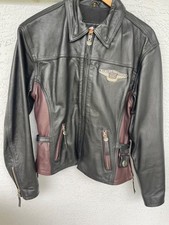 Women's (M) Harley Davidson 95th Anniversary Black/Wine Leather Jacket picture
