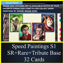 SPEED PAINTINGS SERIES 1 SR+RARE+TRIBUTE BASE SET-TOPPS STAR WARS CARD TRADER picture