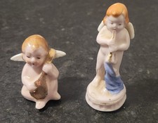 Vintage Japanese 1940s Porcelain Cherubs With Instruments picture