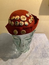 VINTAGE CHILDS FELT WHOOPIE HAT CAP KELLOGG'S PEP CEREAL 30 PINS ATTACHED picture
