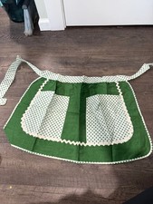 Vintage 1970’s Half Apron Green & White Polka dot Handmade picture