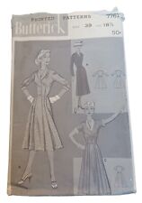 Vtg 1950s Butterick Sewing Pattern 7767 Front Pleated Dress Sz 18 1/2