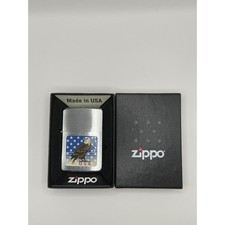 1993 American Eagle and U.S.A. Flag Brushed Chrome Zippo Lighter. Mint In Box picture