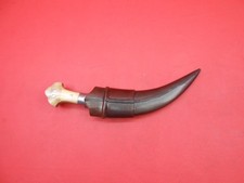 Persian Mughal Indian Jambiya Dagger Wootz Blade Bone Grip Wood Scabbard S739 picture