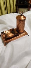 Vintage Gregorian Signed Solid Hammered Copper Cigarette Holder Ashtray USA Made picture