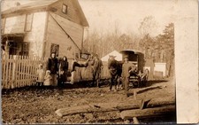Family Or Rural Homestead Scene People & Wagon RPPC Real Photo Postcard 4P23-7 picture