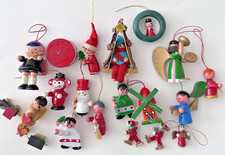 VINTAGE LOT OF (25) Wooden Christmas Ornaments picture
