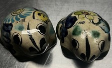 Tonala Mexican Pottery Frogs Set Of 2 Figurine Artist Signed Vintage picture