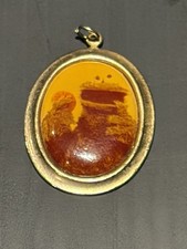 Vintage Sesame Street Cookie Monster Pendant Charm Gold Tone Oval 1970s Muppets picture