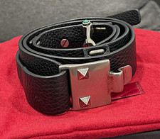 Valentino Women’s Black Fashion Belt Silver-Tone Studded Buckle Adjustable picture