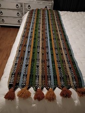 Vtg ? Tribal / Ethnic ? Bed / Table Runner With Tassels picture