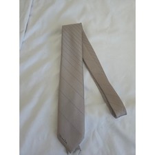 Oscar de la Renta Necktie Men OS Beige Good Diagonal Pinstripe Silk picture
